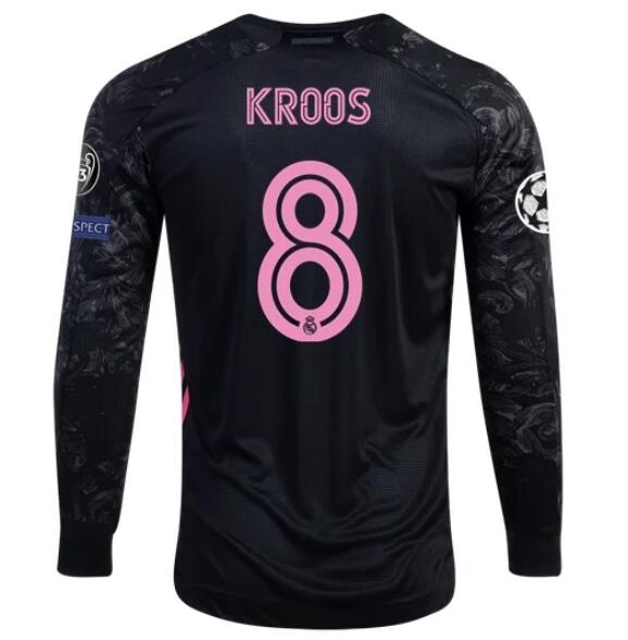 Real Madrid Long Sleeve Third Soccer Jersey Shirt TONI KROOS #8 2020/21